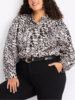 Nine Britton Long Sleeve Mandarin Collar Top - 2X